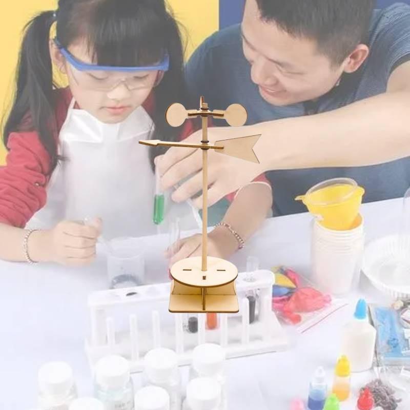 Деревянный DIY Флюгер Научный Эксперимент Игрушка Для Детей Образовательный STEM Набор