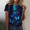 Fashion Woman T Shirt 3D Butterfly Print Crew Neck Short Sleeve Tee Luxury Female T-shirts Oversized Y2k Clothing For Girls