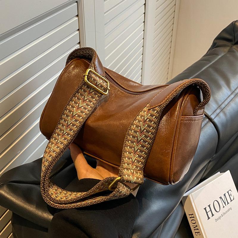 Vintage PU Leather Boston Crossbody Bag Women Small Handbag and Purse Fashion Designer Female Casual Travel Pillow Shoulder Bag