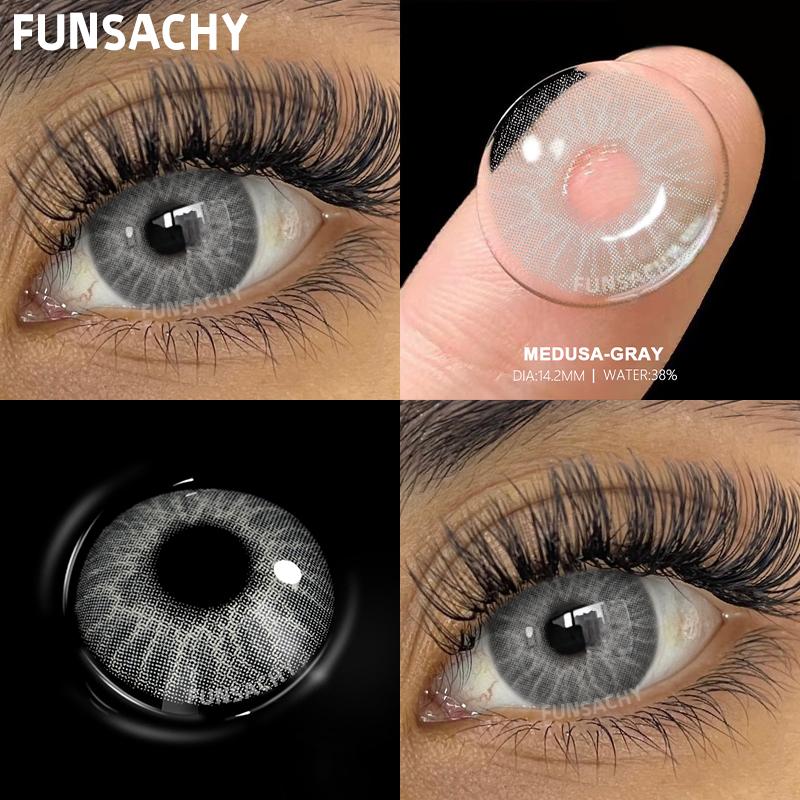 FUNSACHY 1pair Colorcon Colored Contact Lenses for Eyes Fashion Beauty Pupils Blue Lens Natural Cosmetic Makeup Lenses Yearly