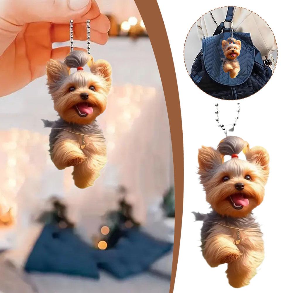 Yorkshire Terrier Dog Acrylic Pendant Hanging Decoration Cartoon Flat Animal Creative Pendant L J0Y9