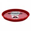 [A2801] - Круглый металлический поднос, красная плитка A la Bonne Franquetteé - 33 см