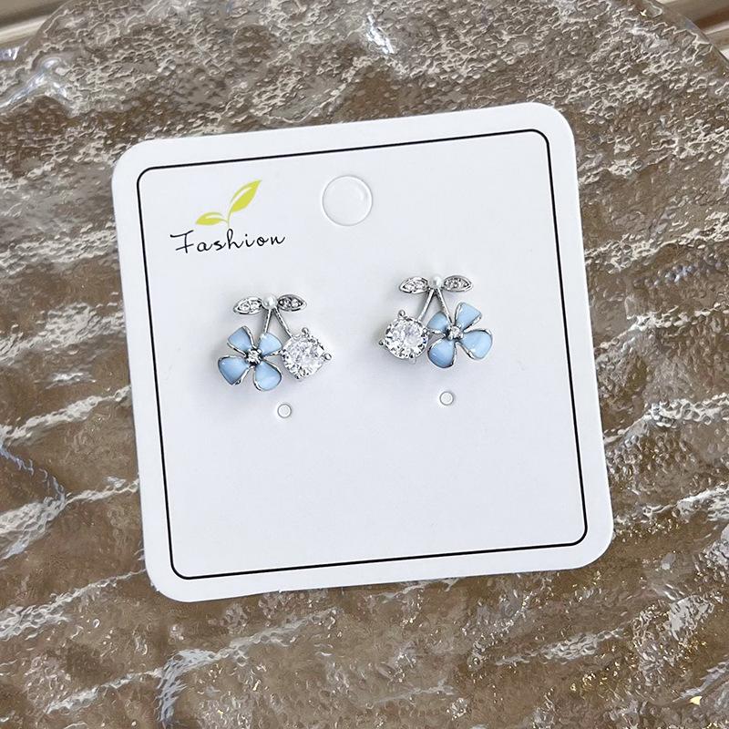 Свежие светло-голубые серьги, геометрические серьги, темперамент, сетка, красные модные шпильки, новая модная женщина