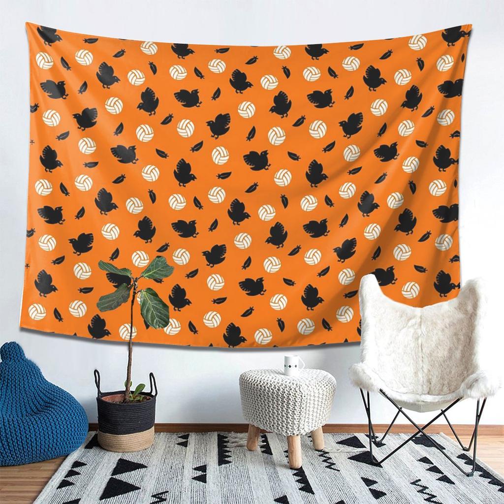 Haikyuu Karasuno Volley Crows Tapestry Wall Hanging Aesthetic Home Decor Tapestries for Living Room Bedroom