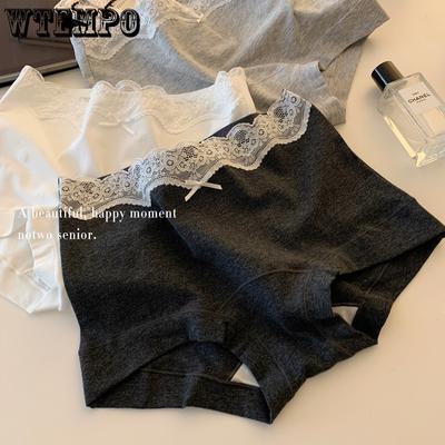 Женское бесшовное нижнее белье с плоским углом, хлопковое, с удлиненной ластовицей, кружевной отделкой и обернутыми краями, женское нижнее белье