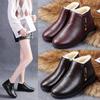 Thickened Warm Middle-aged and Elderly Cotton Shoes Women's Winter Plus Velvet Non-slip Flat-soled Soft-soled Comfortable Leather Shoes