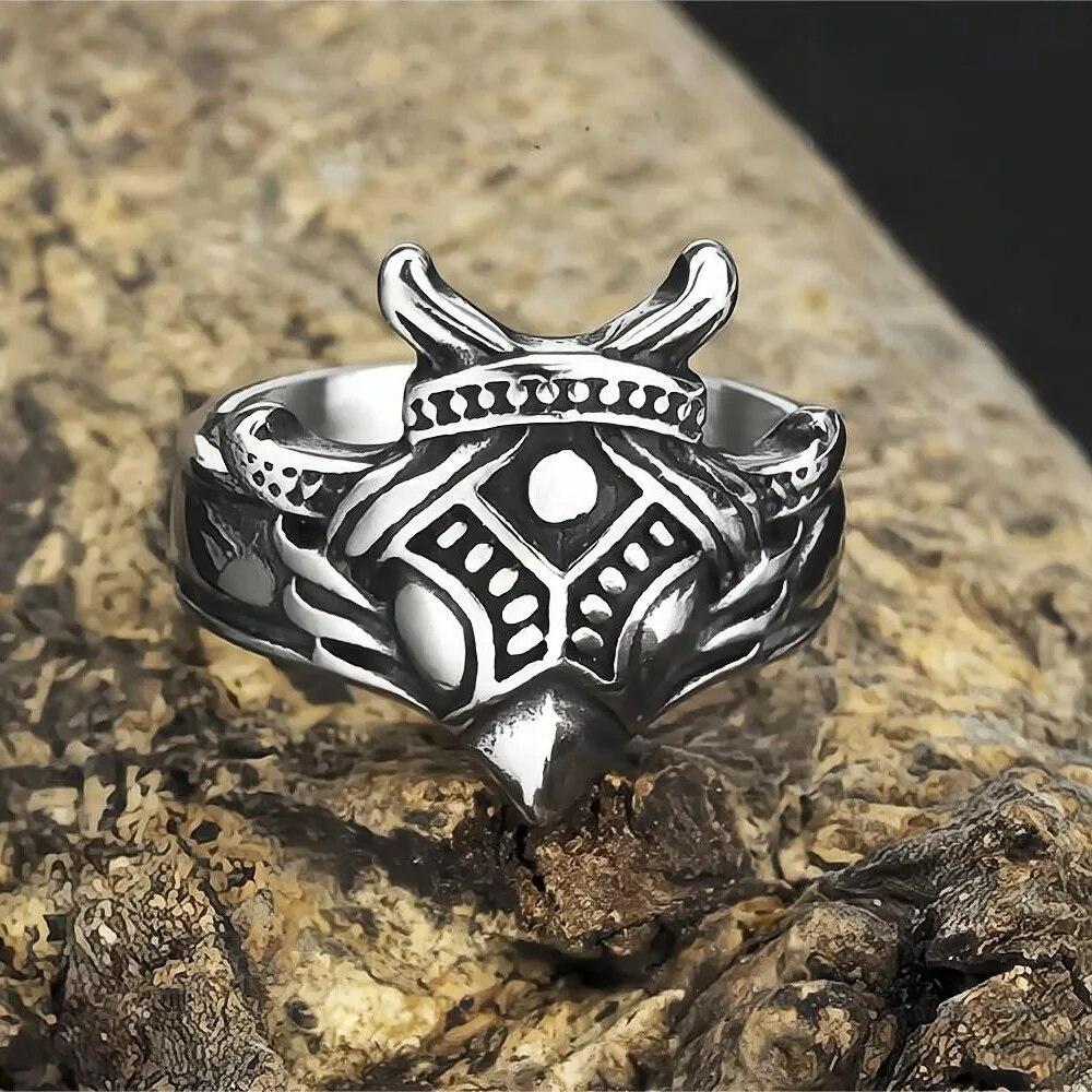 Men Biker Nordic Viking Rings Stainless Steel Retro Nordic Ethnic Belief Odin Viking Rune Ring Men Amulet Jewelry