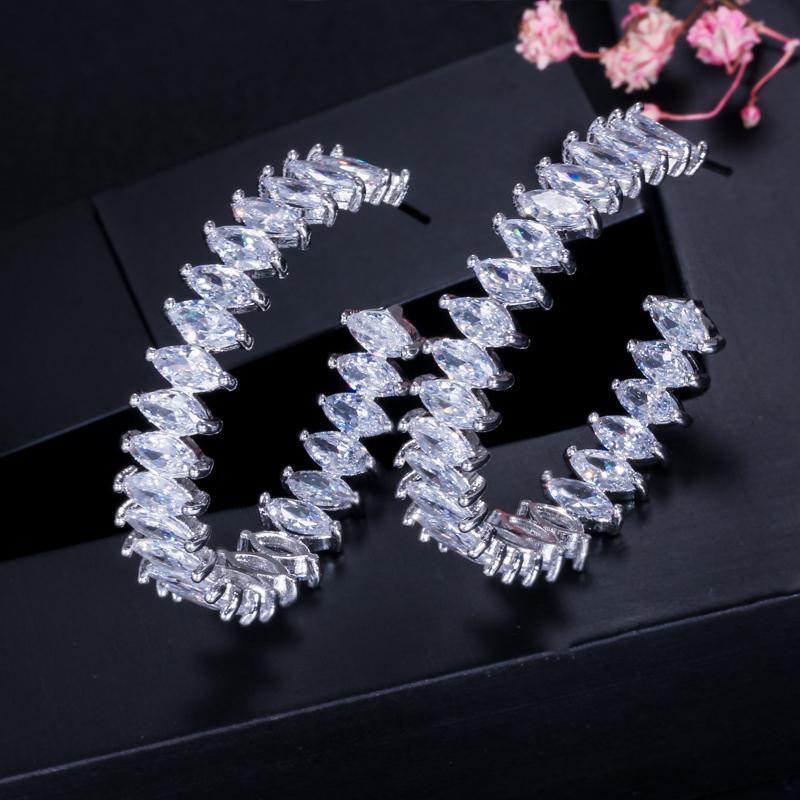 CMM Роскошные популярные мощеные циркониевые свадебные серьги-кольца модные женские вечерние украшения