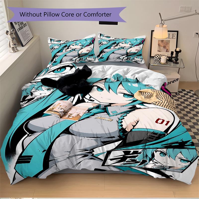 Vocaloid Character Artwork Print 3Pcs Bedding Setduvet Cover With 2 Bedropillowcase Home Birthday Gift