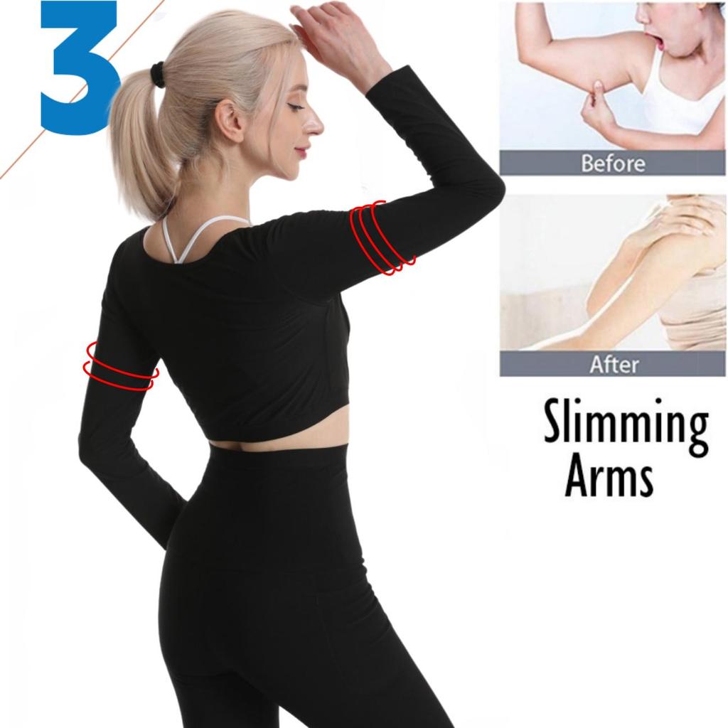 Женская футболка с длинными рукавами для похудения рук, полимерный спортивный жилет для сауны, майки для тренировок, корректирующее белье, триммер для рук, тренажер для талии, компрессионные рукава