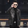 Spring New Leather Jacket Men's Fashion Leather Jacket Lapel Casual Medium and Long Coat
