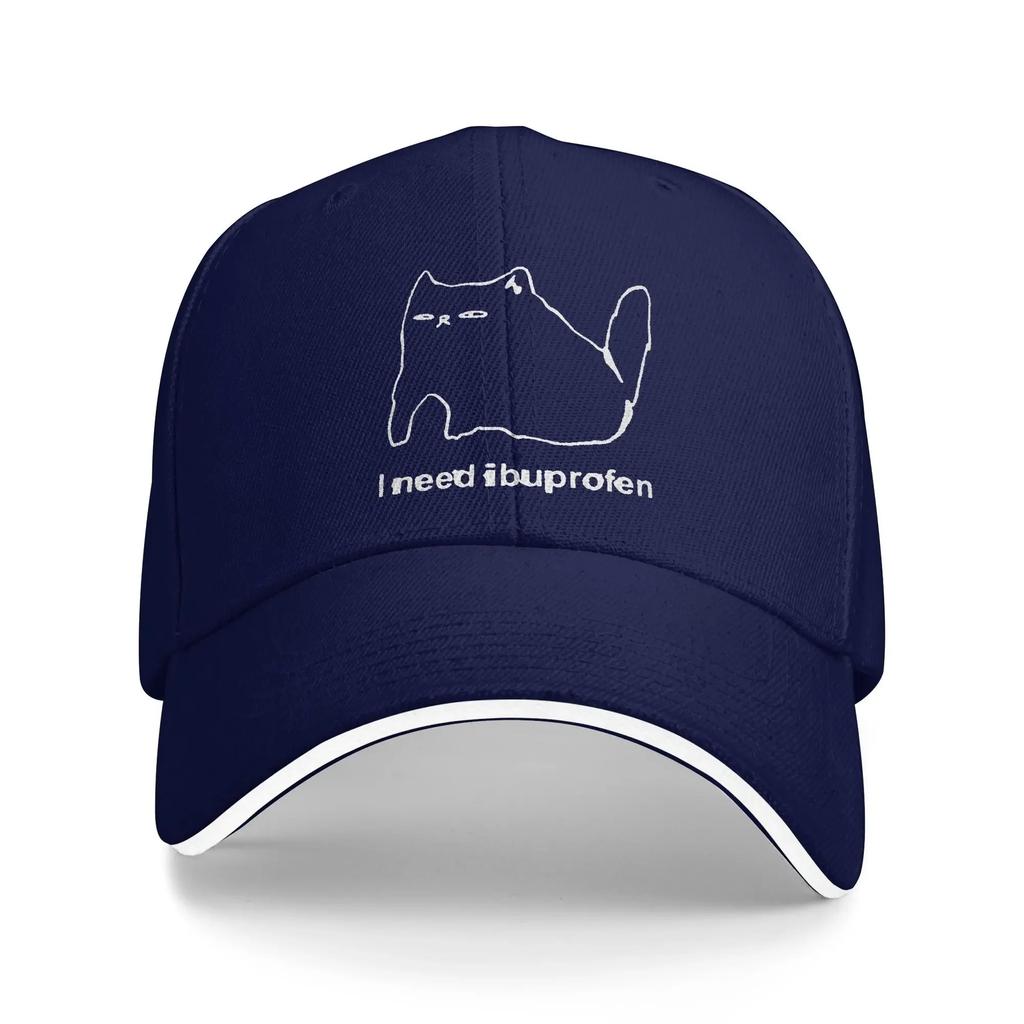 I Need Ibuprofen Funny Cat Casual Baseball Cap Tennis Skate Trucker Hat Summer Adjustable Men Adult Fitted Retro Baseball Caps