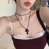 Черная бусинная цепочка с крестиком женская двойная длинная цепочка на ключицу сладкая крутая интернет-знаменитость детки с
