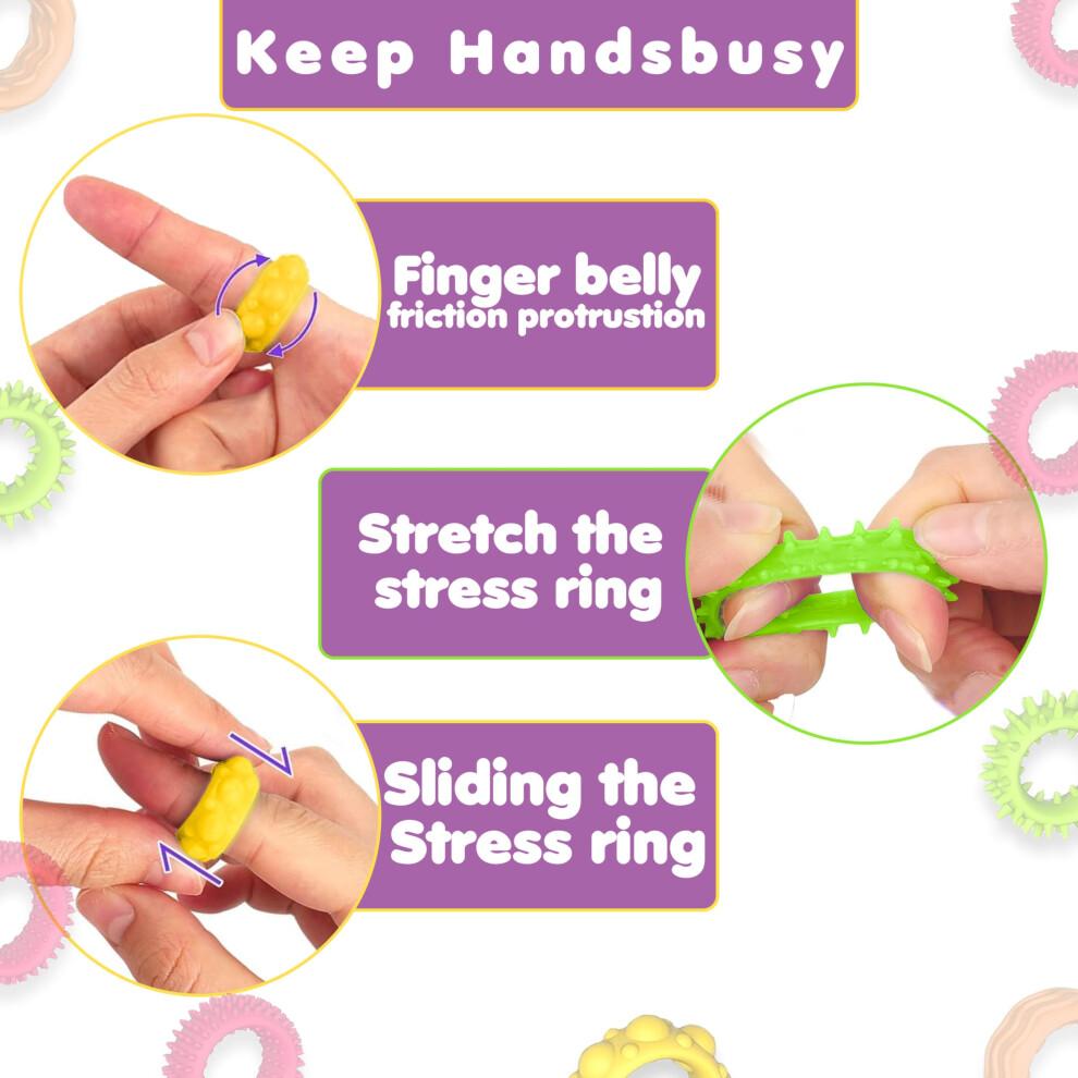 18 Pcs Fidget Sensory Rings Set – Stress Relief Anxiety Rings for Kids & Adults, Soft and Stretchy, Ideal for ADHD, Autism, Focus & Calming Therapy