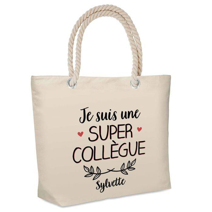 Sac de plage - PLANETEE - isotherme Sylvette Une Super Collègue - Coton - Grande contenance - Imprimé en France