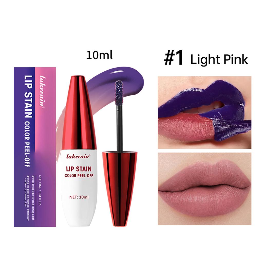 10g - Long Lasting Moisturizing Peel Off Liquid Lipstick, Waterproof, Non-stick Cup, Glossy, Nourishing for All Skin Types, Berry/pink/red Tones