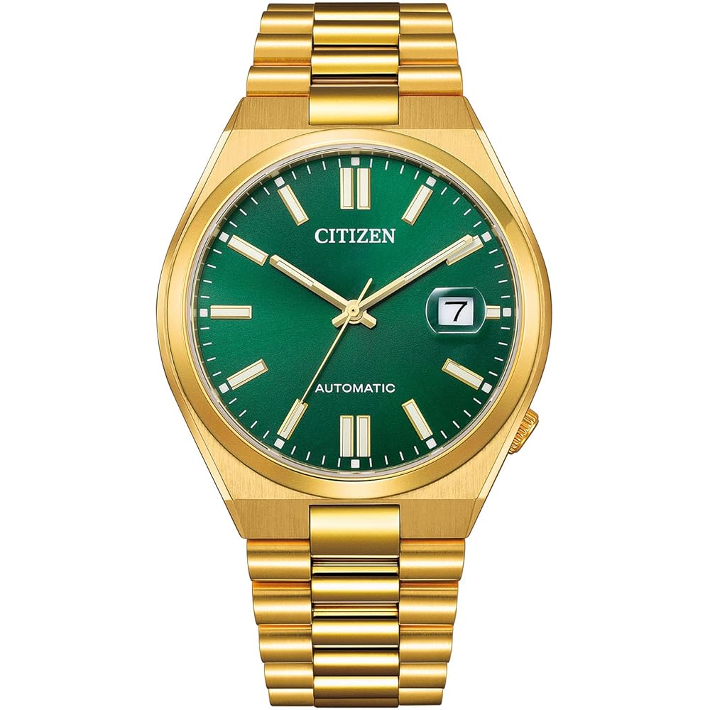 Мужские автоматические часы Citizen Tsuyosa 40 мм Зеленый циферблат Металлический браслет Индикатор даты