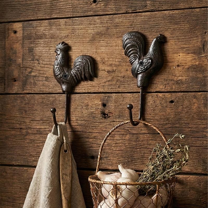 Декоративный железный крючок-курица для стены с функциональным местом для хранения. Уникальный животный дизайн. Вешалка для прихожей для пальто, ключей