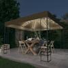 Garden Pavilion with LED String Lights 3x3 m Taupe