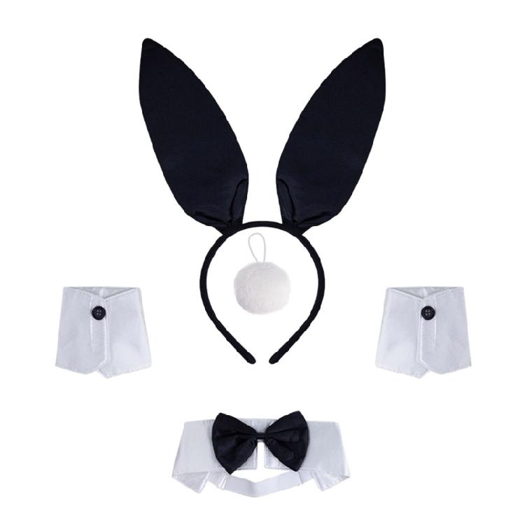 Женский Девичий Ободок с Кроличьими Ушками, Воротник, Бабочка, Манжеты, Кроличий Хвост, Костюм Пасхальных Кроликов для Хэллоуина, Косплея, Вечеринки