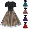 Rockabilly Dresses Women's 50s Short Sleeve Mesh Polka Dot Tulle Dress Summer Swing Cocktail Dress