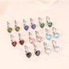 Fashionable Colored Diamond Earrings for Women's Heart Zircon Earbuds Simple Student Earrings