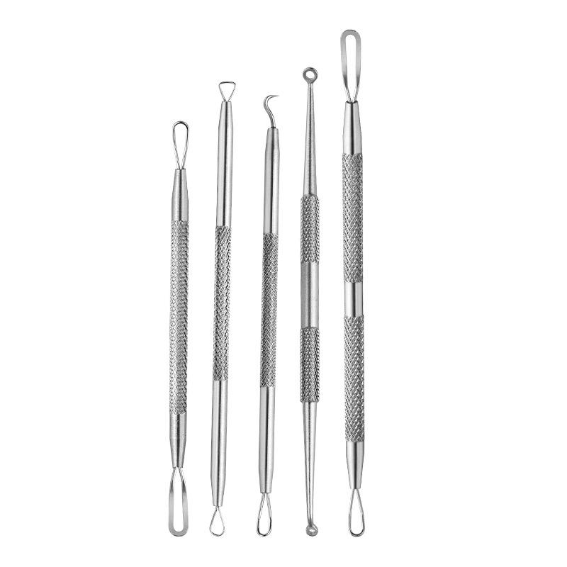 Пинцет для удаления черных точек из нержавеющей стали, двухсторонний инструмент для удаления акне с текстурированной головкой для извлечения прыщей и комедонов.