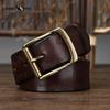 Belt Men's Retro Distressed Laser Carved Italian Vegetable Tanned Leather First Layer Pure Cattlehide Brass Buckle Belt