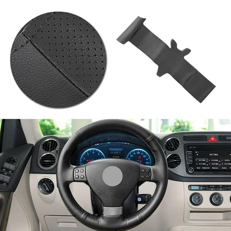 Black Perforated Microfiber Leather Car Styling Steering Wheel Cover Trim For VW Golf 5 Jetta MK5 Passat B6 Tiguan 2007-2010