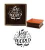 Printtoo Diary Card Joy To The World Word Design Brown Wooden Rubber Stamp Block-2 x 2