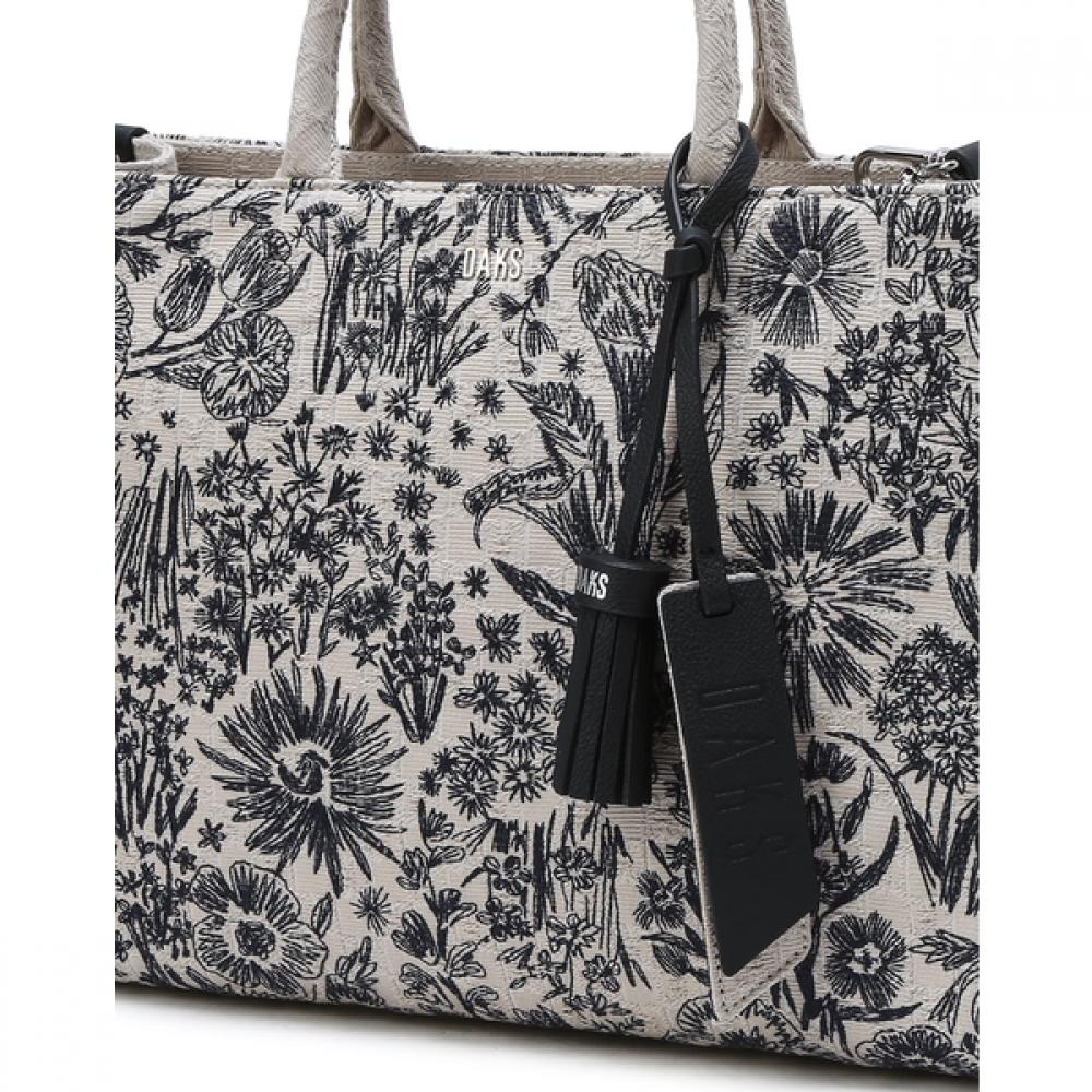 Daks Navy Flower Embroidery Jacquard Large Tote Bag Dcba5f655n2