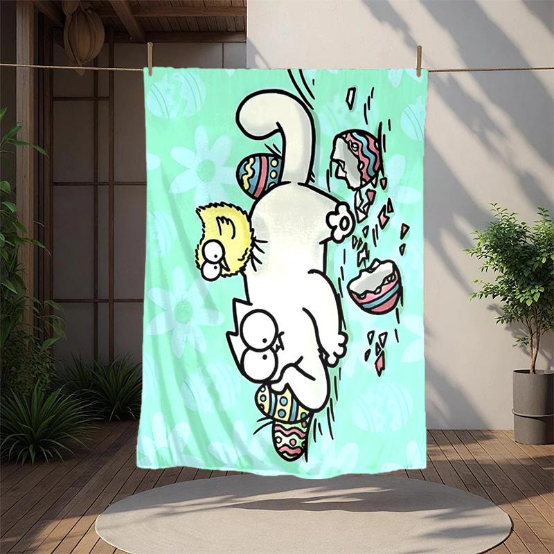 Simon'S Cat Flannel Blanket Soft Warm All-Season Throw, Design for Camping, Car Travel, Hiking Sofa, Bed, Office Perfect Gift for Parties