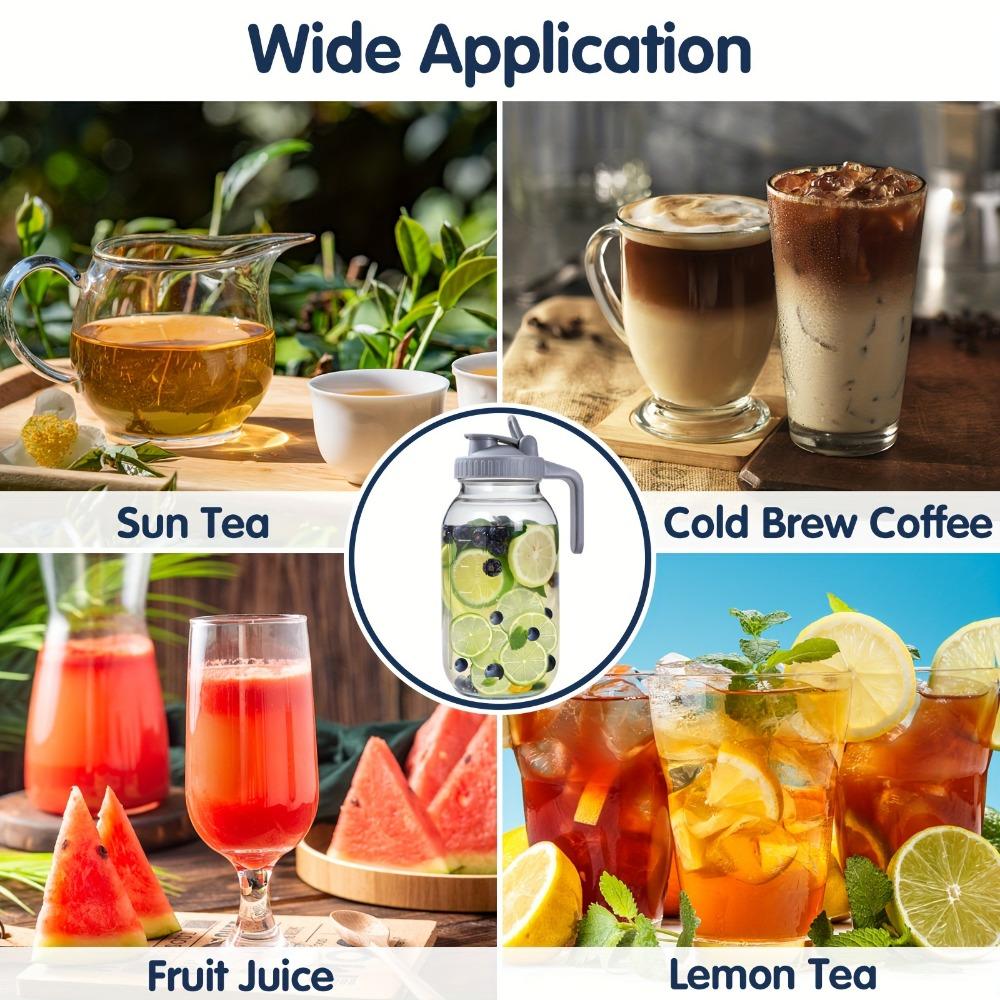 Glass Pitchers with Lid, Set of 2, 64OZ Leak-Proof Airtight Mason Jars, Wide Mouth Water Jugs for Cold Brew Coffee, Iced Tea, Milk, Food Storage