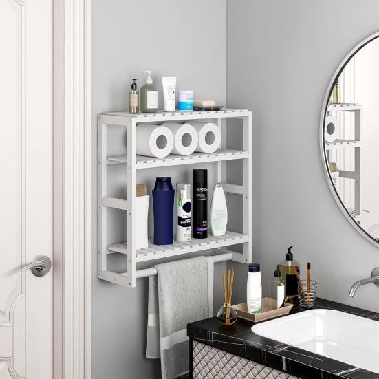 Настенная полка для хранения вещей, настенная, 3 яруса, большая вместимость, устойчивая конструкция, регулируемая высота ярусов, кухонная подставка для специй, книжная полка для хранения в ванной