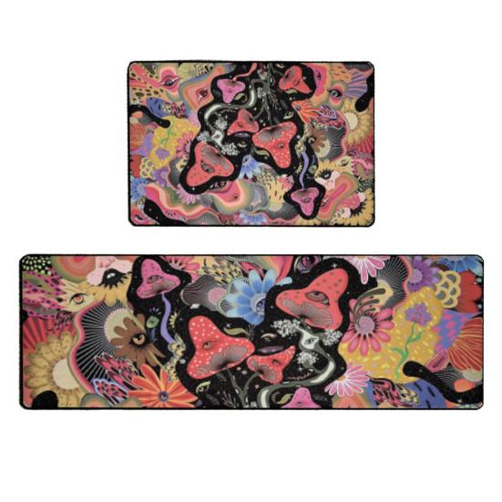 2 шт. кухонные ковры яркие цвета с цветочным принтом износостойкие нескользящие легко чистящиеся противообрастающие коврики дверные коврики