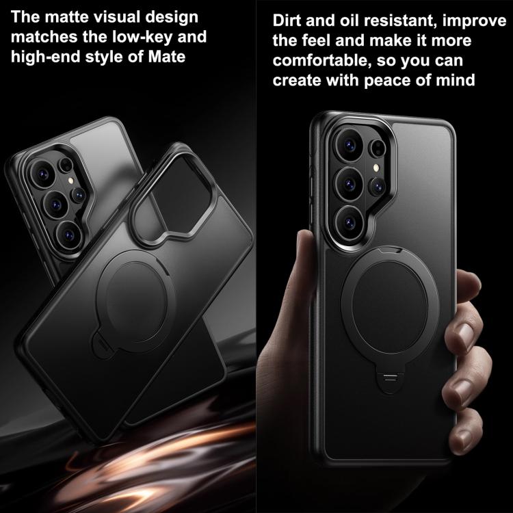 Gear-Style Stress Relief 360 Rotation Holder MagSafe Phone Case For Samsung Galaxy S26 Ultra 5G, PC+TPU Shockproof Anti-Scratch Protective Cover