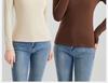 Autumn/Winter Wool Long-Sleeve Velvet Cotton Mid-Neck Women's Fashion Top