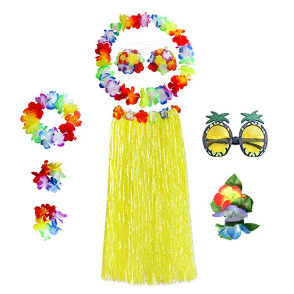 Гавайские принадлежности для вечеринки очки гирлянда ожерелье костюм повязка на голову гавайская хула юбка комплект маскарадный костюм