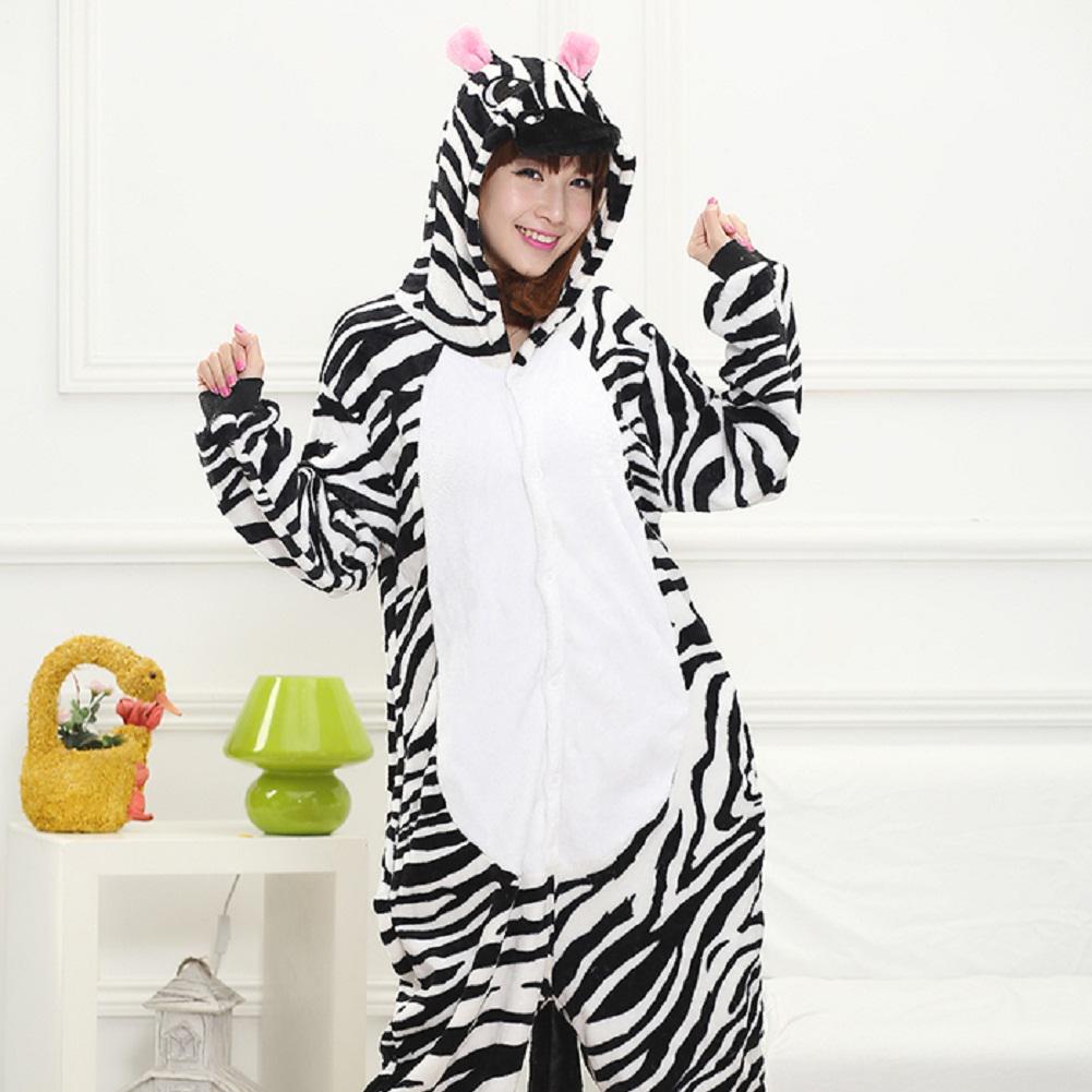 Pajamas Unisex Kigurumi Costume Zebra Animal Cosplay Hoodie Onesie