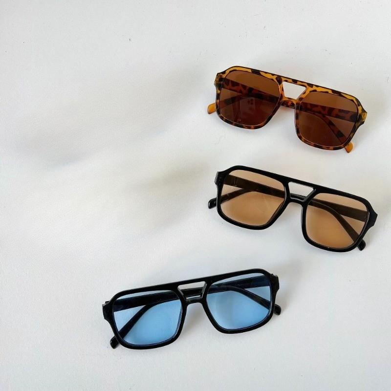 3 PC New Fashion Square  Sunglasses Korean Fashion Retro Large Frame Pilot Sunglasses Ocean Piece Multicolor