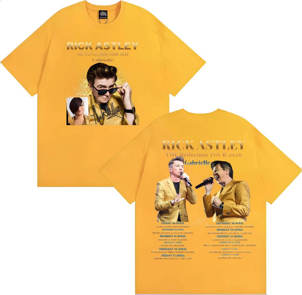 Rick Astley Reflection Tour 2026 Printed T Shirt Men Women Fashion Classic Comfort 100% Cotton T-Shirt Oversized O-Neck T-shirts