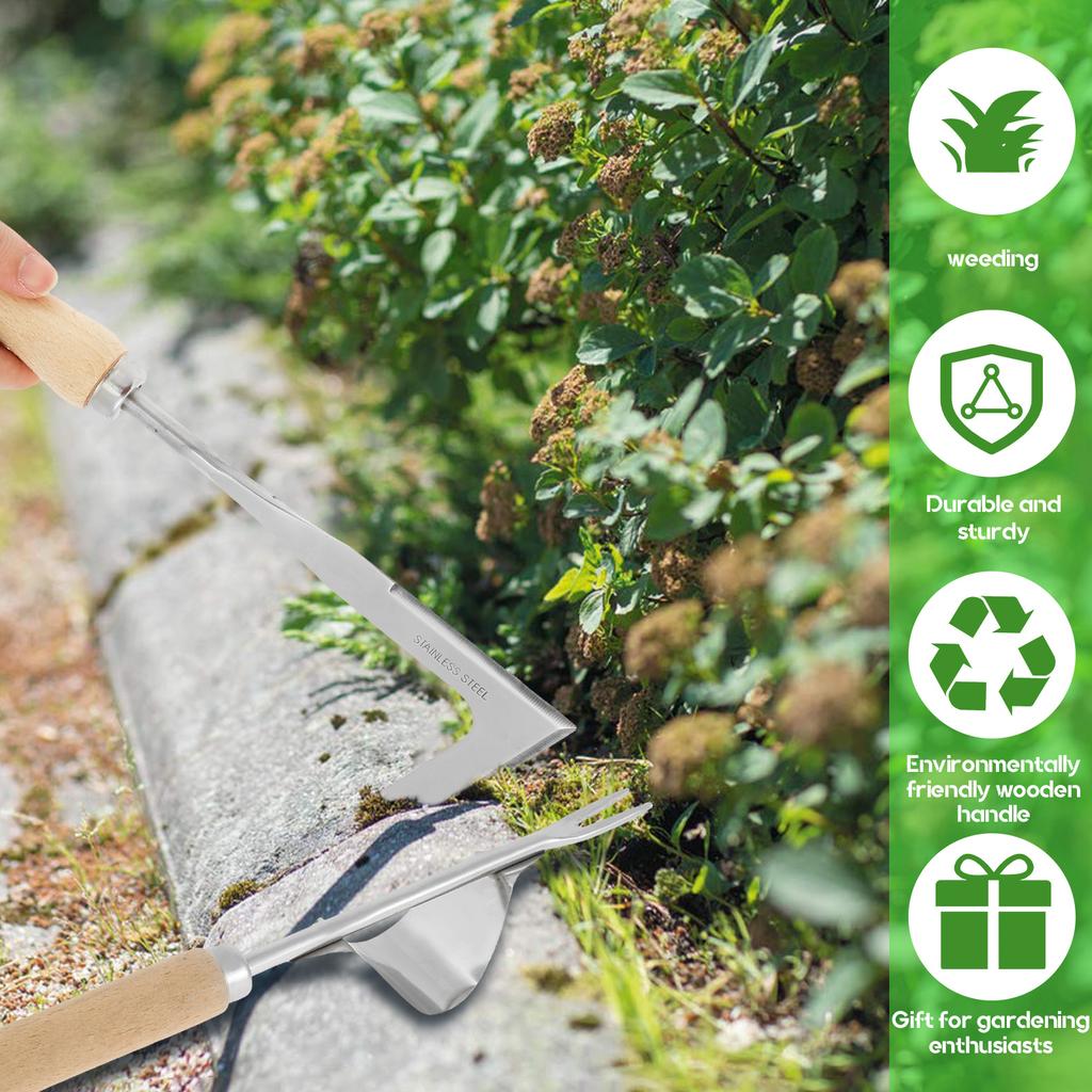2шт садовый инструмент для прополки щелей, ручка из нержавеющей стали, ручная газонокосилка, L-образный серп для прополки газона на патио