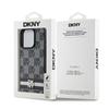 Dkny Leather Checkered Mono Pattern & Printed Stripes Case For Iphone 15 Pro Max - Black