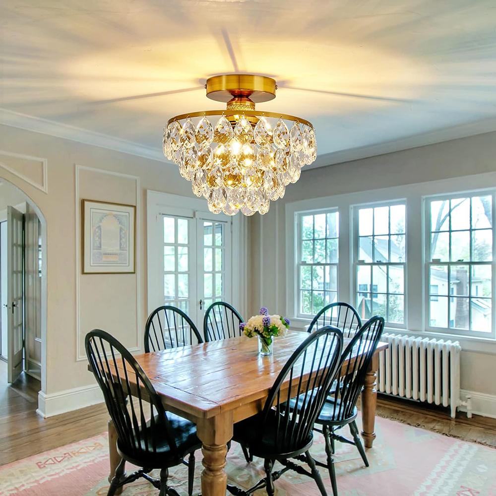 Современный маленький хрустальный потолочный светильник Мини золотая полупотолочная люстра Светильник для прихожей спальни ванной комнаты гардеробной e27