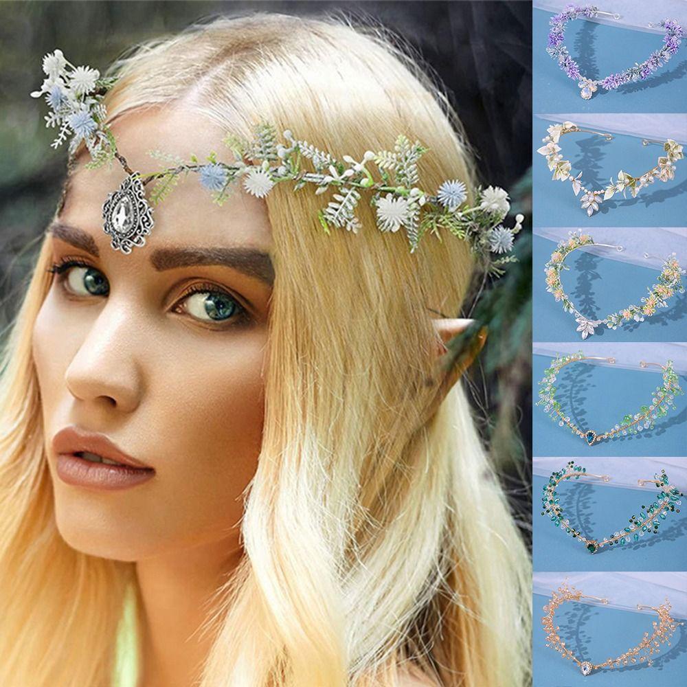 Forest Woodland Fairy Flower Leaf Crowns Handmade Leaves Hair Crowns Elf Headpiece for Women