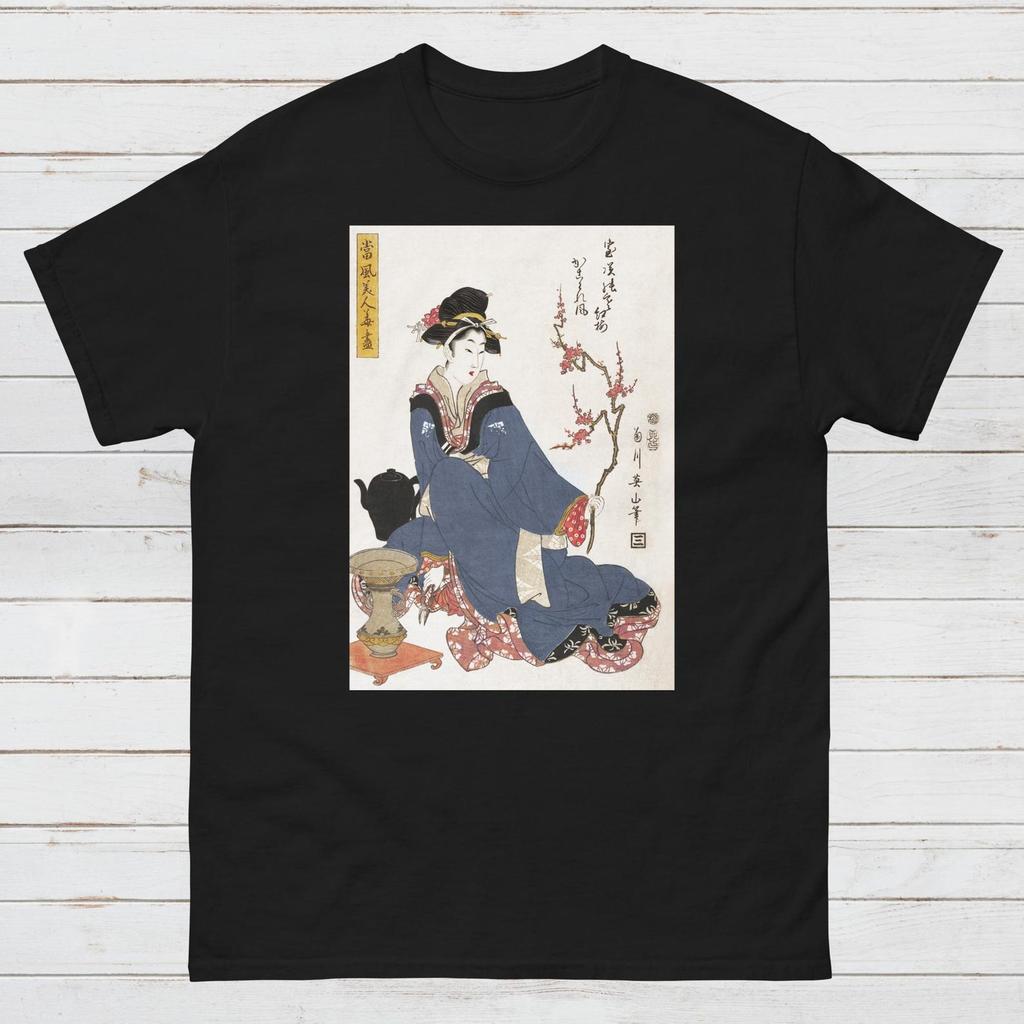 Ukiyo-e Geisha T-Shirt: Japanese Woodblock Art, Plum Garden