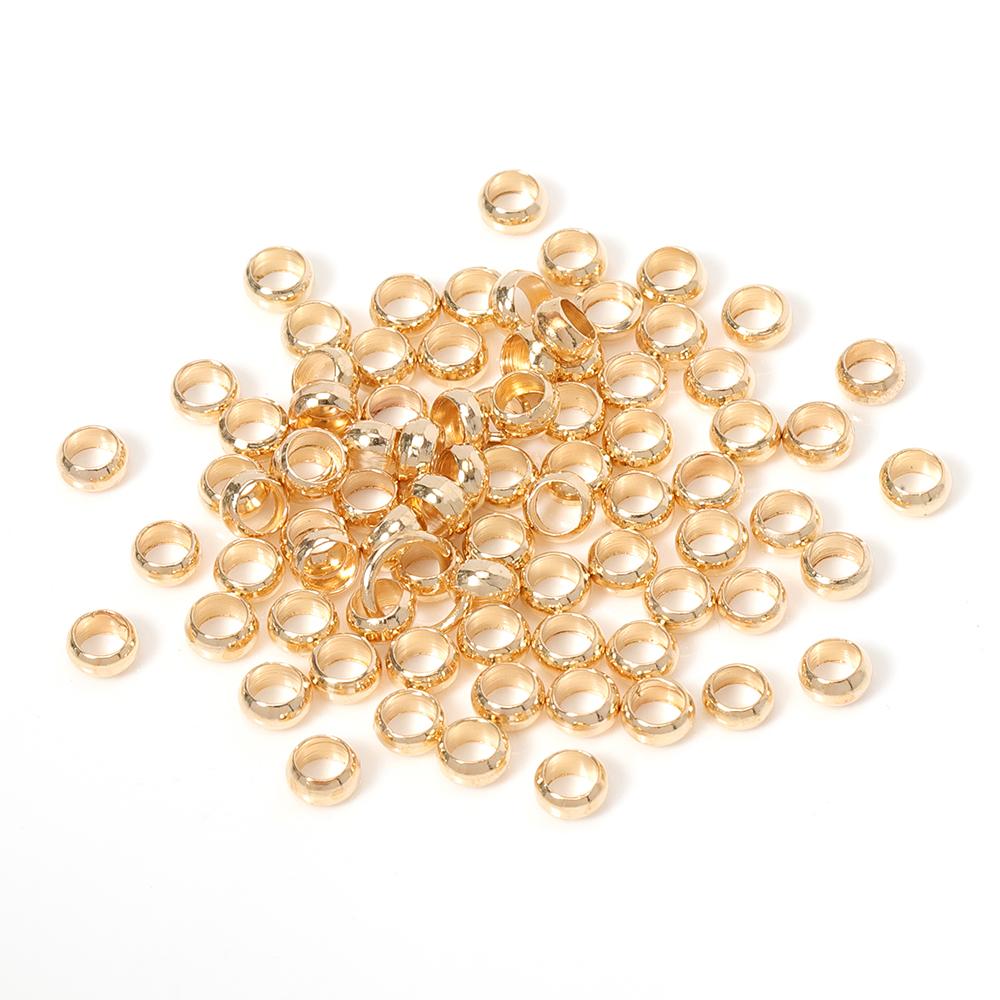 500pcs 2mm 3mm 3.5mm 4mm Big Hole Beads Copper Ball Crimp End Stopper Spacer Beads for Jewelry Making Findings DIY Supplies