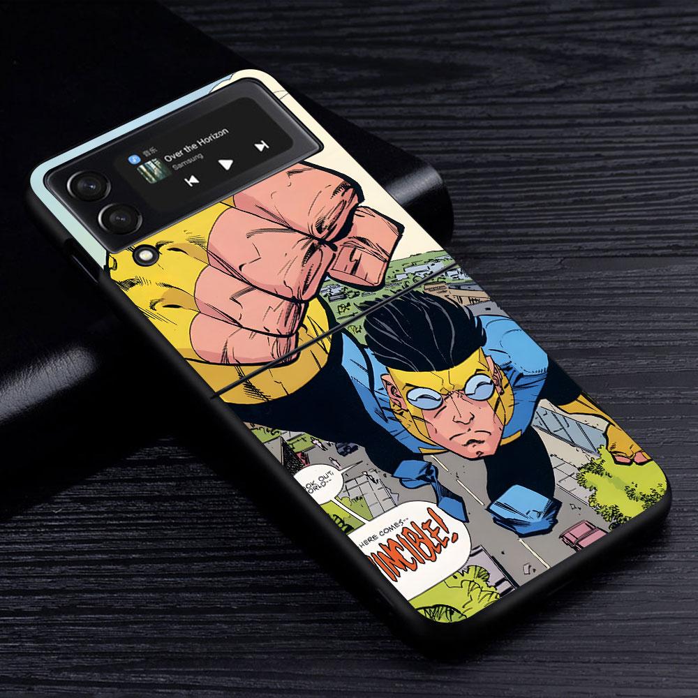 Мультяшный Неуязвимый Чехол для Samsung Galaxy Z Flip4 Flip3 5G Жесткий ПК Оболочка для Мобильного Телефона Z Flip 4 3 Черный Coque Zflip4 Zflip3 Чехол
