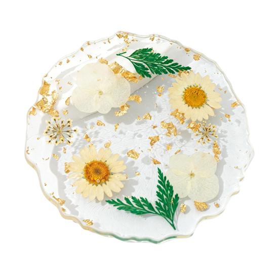 Handmade Resin Coaster Dried Flowers Cup Mat Heat-Resistant Clear Waterproof Table