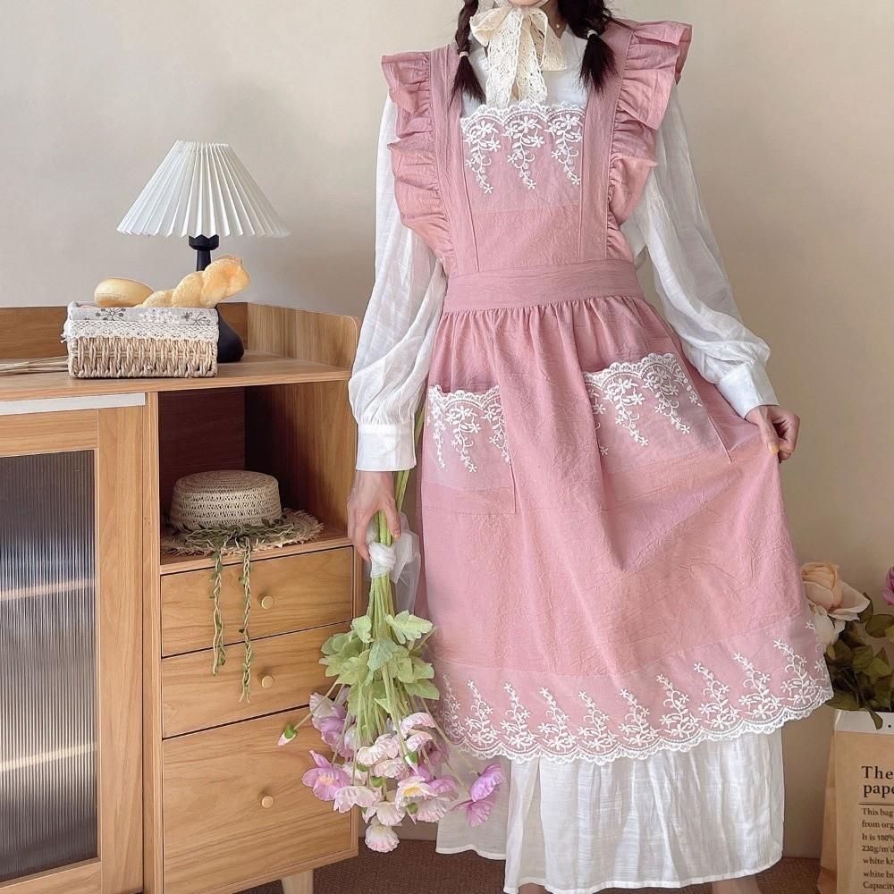 Платье-фартук без рукавов с кружевным узором, деревенский стиль, рабочая одежда, новый садовый фартук для женщин и девочек